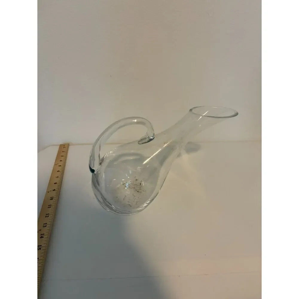 clear glass slanted tipsy pitcher decanter with handle